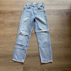 Agolde Jeans Womens 23 (25x28) Blue Distressed 90s Mid Rise Loose Fit Grunge